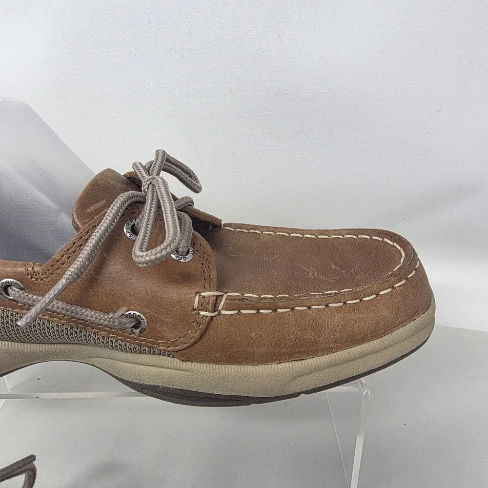 Sperry Billfish Boat Shoes Mens 9 M Tan Leather Mesh Loafers STS22664 Good